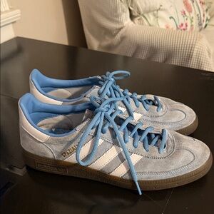 Adidas Spezial light blue suede sneakers with white stripes